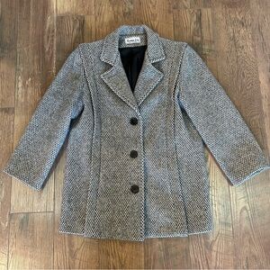 Herman Kay Petite 80% Wool Tweed Blazer Jacket S/M